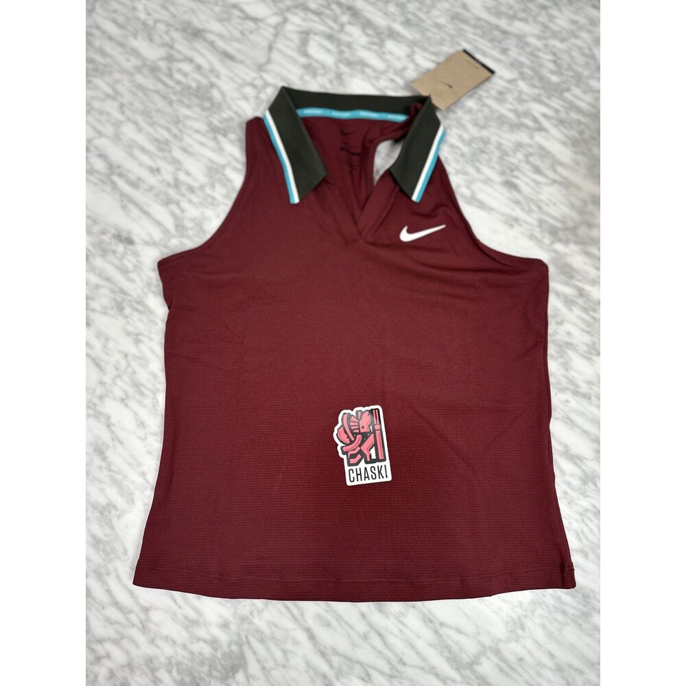 Nike Court Slam Dri FIT Tennis Tank Top Burgundy women's Large FZ6753-619